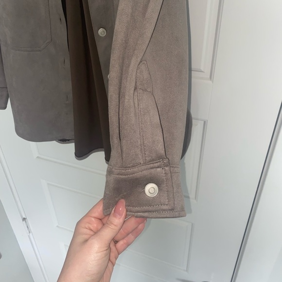 Grey suade button up size S - Picture 3 of 4